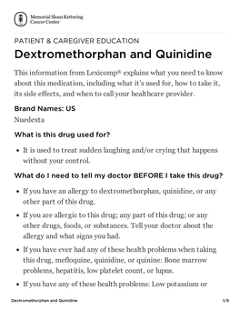 Dextromethorphan and Quinidine