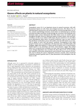 Ozone Effects on Plants in Natural Ecosystems N