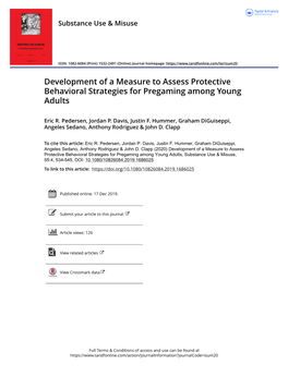 Development of a Measure to Assess Protective Behavioral Strategies for Pregaming Among Young Adults