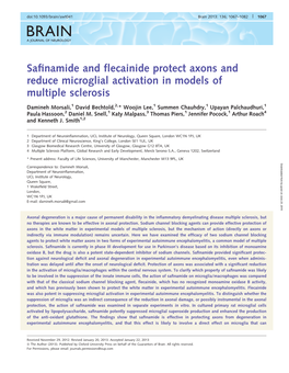 Safinamide and Flecainide Protect Axons And