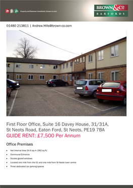 GUIDE RENT: £7,500 Per Annum Office Premises