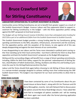 Bruce Crawford MSP for Stirling Constituency