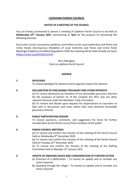 Agenda, Full Council 2021 01 27