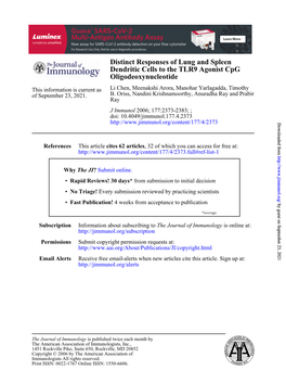 Oligodeoxynucleotide Dendritic Cells to the TLR9 Agonist Cpg Distinct