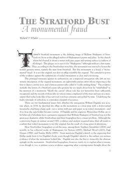 The Stratford Bust: a Monumental Fraud the OXFORDIAN Volume VIII 2005