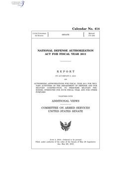 National Defense Authorization Act for Fiscal Year 2011