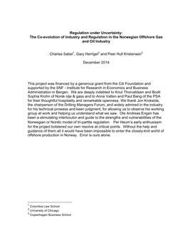 Regulation Under Uncertainty: the Co-Evolution of Industry and Regulation in the Norwegian Offshore Gas and Oil Industry