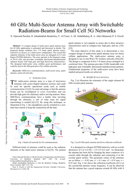 60 Ghz Multi-Sector Antenna Array with Switchable Radiation-Beams for Small Cell 5G Networks N