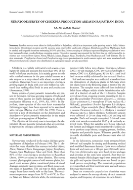 Nematode Survey of Chickpea Production Areas in Rajasthan, India