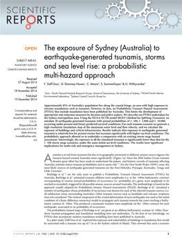 (Australia) to Earthquake-Generated Tsunamis, Storms and Sea Level Rise