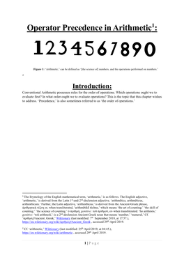 Operator Precedence in Arithmetic1