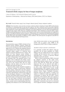 Transoral Robotic Surgery for Base of Tongue Neoplasms