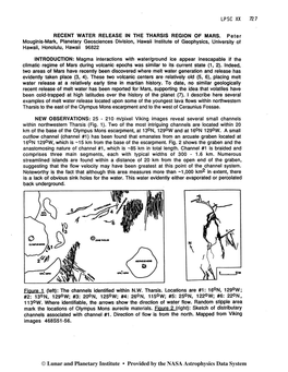 O Lunar and Planetary Institute Provided by the NASA Astrophysics Data System 728 LPSC Xx RECENT WATER in THARSIS Mouginis-Mark, P