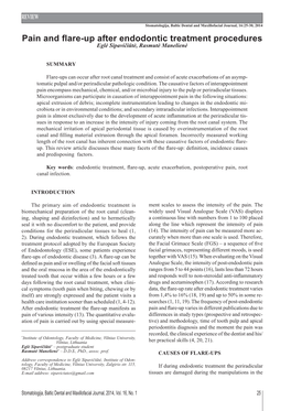 Pain and Flare-Up After Endodontic Treatment Procedures