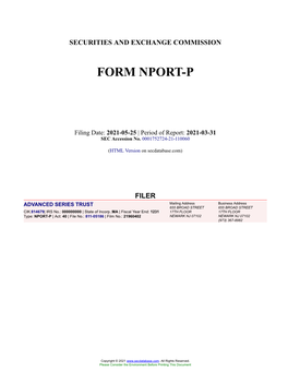 ADVANCED SERIES TRUST Form NPORT-P Filed