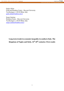 Long-Term Trends in Economic Inequality in Southern Italy
