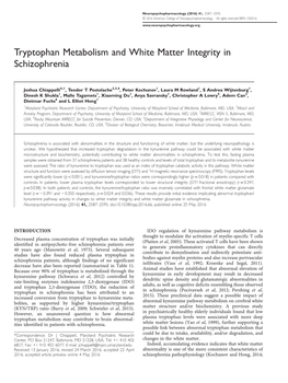 Tryptophan Metabolism and White Matter Integrity in Schizophrenia