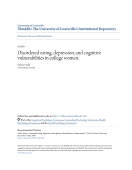 Disordered Eating, Depression, and Cognitive Vulnerabilities in College Women