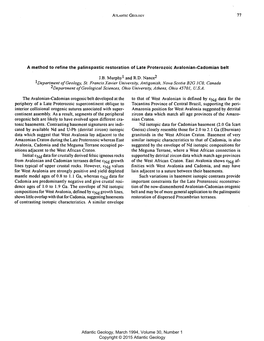 A Method to Refine the Palinspastic Restoration of Late Proterozoic Avalonian-Cadomian Belt