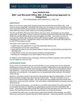 SAS and Microsoft Office 365: a Programming Approach to Integration