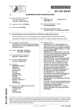 Saccharification Enzyme Composition with Bacillus Subtilis Alpha-Amylase