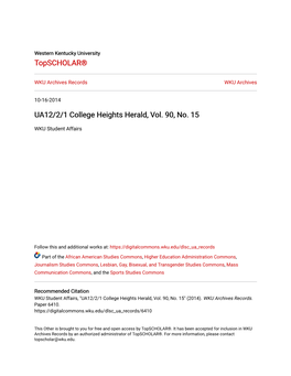 UA12/2/1 College Heights Herald, Vol. 90, No. 15