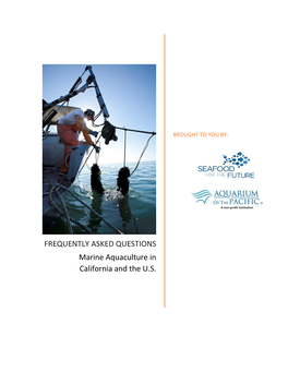 FREQUENTLY ASKED QUESTIONS Marine Aquaculture In