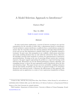 A Model Selection Approach to Interference∗