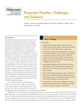 Prosecutor Priorities, Challenges, and Solutions