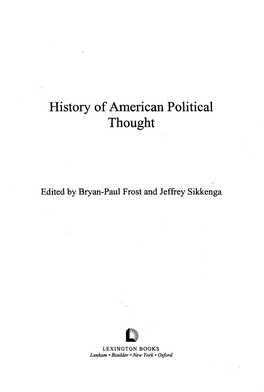 History of American Political Thought