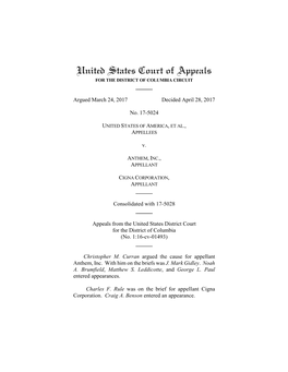 United States V. Anthem, Inc., No