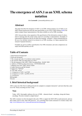 The Emergence of ASN.1 As an XML Schema Notation