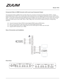 Model: YH01 Component Video to HDMI Converter with Local Loop