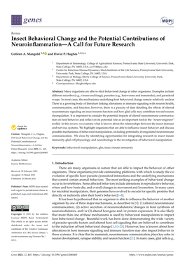 Insect Behavioral Change and the Potential Contributions of Neuroinﬂammation—A Call for Future Research