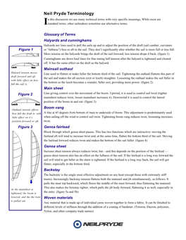 Terminology N This Discussion We Use Many Technical Terms with Very Specific Meanings, While Most Are Istandard Terms, Other Sailmakers Sometime Use Alternative Terms