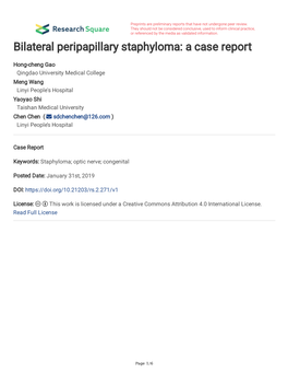 Bilateral Peripapillary Staphyloma: a Case Report