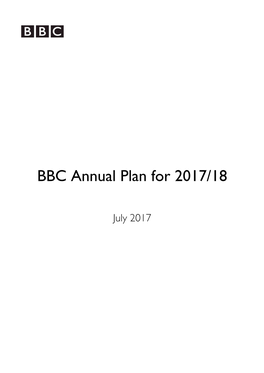 BBC Annual Plan for 2017/18