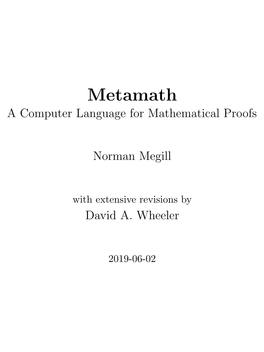 Metamath a Computer Language for Mathematical Proofs