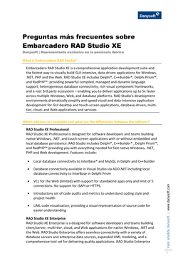 Preguntas Más Frecuentes Sobre Embarcadero RAD Studio XE Danysoft | Representante Exclusivo En La Península Ibérica