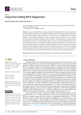 Long Non-Coding RNA Epigenetics