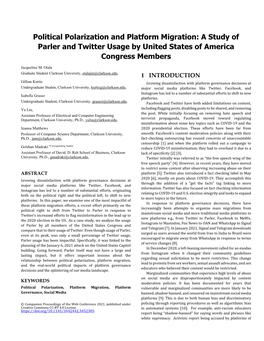 Political Polarization and Platform Migration: a Study of Parler and Twitter Usage by United States of America Congress Members