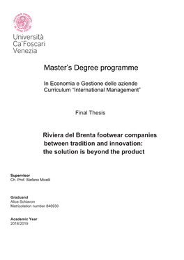 Master's Degree Programme