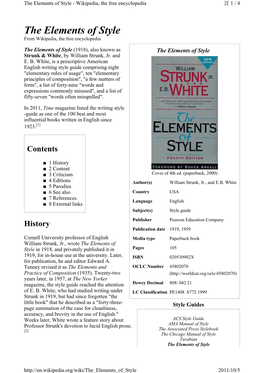 The Elements of Style - Wikipedia, the Free Encyclopedia 頁 1/ 4