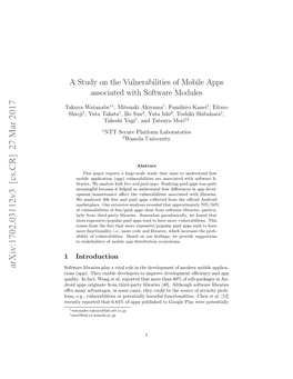 A Study on the Vulnerabilities of Mobile Apps Associated with Software Modules