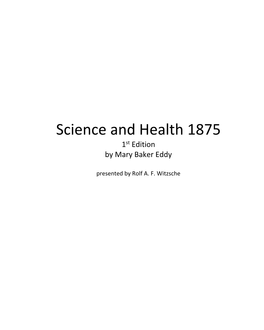 Science and Health 1875 1St Edition by Mary Baker Eddy