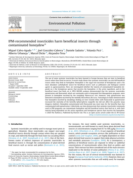 IPM-Recommended Insecticides Harm Beneficial Insects Through