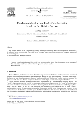 Fundamentals of a New Kind of Mathematics Based on the Golden Section