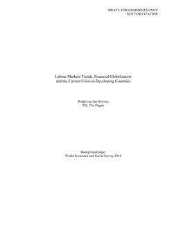 Labour Markets Trends, Financial Globalization and the Current Crisis in Developing Countries