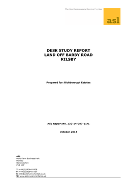 Desk Study Report Land Off Barby Road Kilsby
