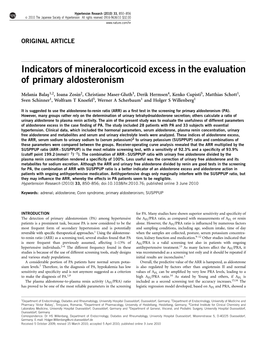 Indicators of Mineralocorticoid Excess in the Evaluation of Primary Aldosteronism